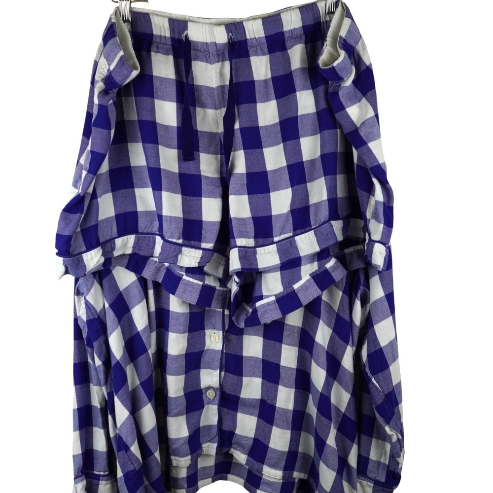J.Crew 3X Blue &‎ White Gingham Modal Pajama Set